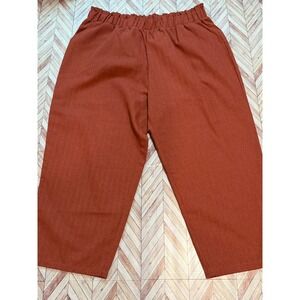 Harper by Block Women's Rust Orange Elastic Waist‎ Linen Blend Cropped Pants 2X